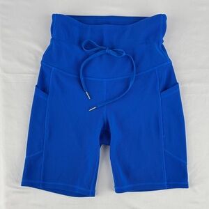 Move Theology Blue High-Waisted Shorts